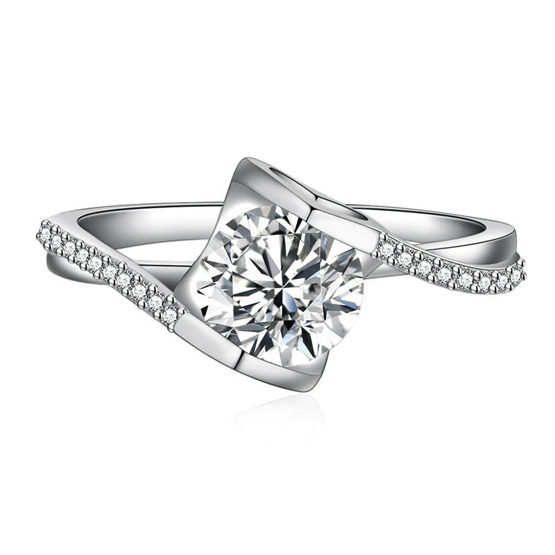 Elegant Round Brilliant Zirconia Engagement Ring