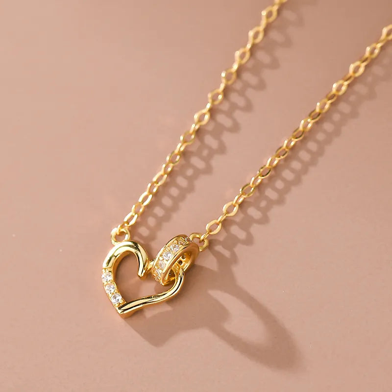 Romantic Dainty Heart in Circle Necklace
