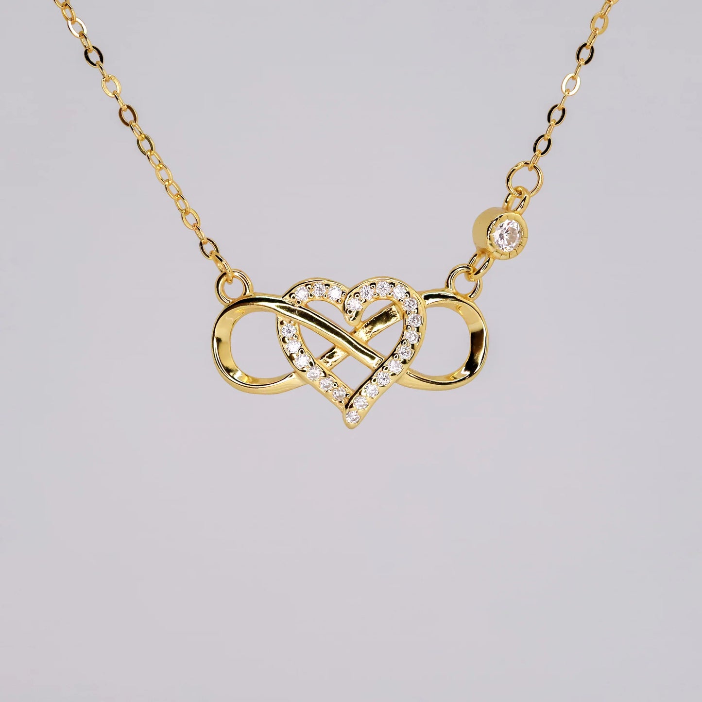 Elegant 18K Gold Plated Infinity Heart Pendant Necklace