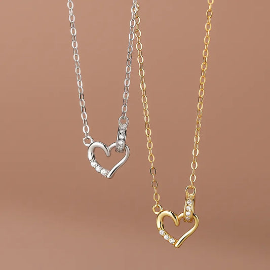 Romantic Dainty Heart in Circle Necklace